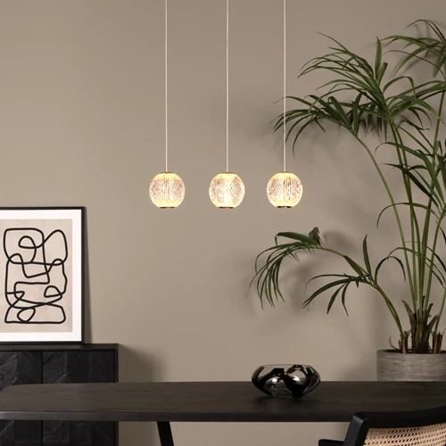 Lucide CINTRA - Suspension - LED Dim. - 3x4,7W 2700K - Transparent - ambiance 1